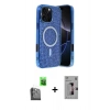 MARSİLYAN™- iPhone 16 Pro Kılıf Eksen Çizgi - Siyah Bilvis 3D Mat Cam Ekran Koruyucu + Raze Metal Kamera Lens - SH