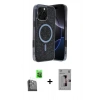 MARSİLYAN™- iPhone 16 Pro Kılıf Eksen Çizgi - Siyah Bilvis 3D Mat Cam Ekran Koruyucu + Raze Metal Kamera Lens - SH