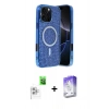 MARSİLYAN™- iPhone 16 Pro Kılıf Eksen Çizgi - Siyah Bilvis 5in1 3D Magic Cam Ekran Koruyucu + Raze Metal Kamera Lens - BZ