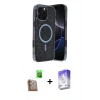 MARSİLYAN™- iPhone 16 Pro Kılıf Eksen Çizgi - Siyah Bilvis 5in1 3D Magic Cam Ekran Koruyucu + Raze Metal Kamera Lens - CLTM