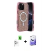 MARSİLYAN™- iPhone 16 Pro Kılıf Eksen Çizgi - Siyah Bilvis 5in1 5D Magic Hayalet Cam Ekran Koruyucu + Raze Metal Kamera Lens - BZ