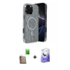 MARSİLYAN™- iPhone 16 Pro Kılıf Eksen Çizgi - Siyah Bilvis 5in1 5D Magic Hayalet Cam Ekran Koruyucu + Raze Metal Kamera Lens - CLTM