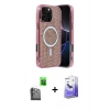 MARSİLYAN™- iPhone 16 Pro Kılıf Eksen Çizgi - Siyah Bilvis 5in1 5D Magic Hayalet Cam Ekran Koruyucu + Siyah Raze Metal Kamera Lens