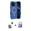 MARSİLYAN™- iPhone 16 Pro Kılıf Eksen Çizgi - Siyah Bilvis 5in1 5D Magic Hayalet Cam Ekran Koruyucu + Siyah Raze Metal Kamera Lens
