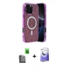 MARSİLYAN™- iPhone 16 Pro Kılıf Eksen Çizgi - Siyah Bilvis 5in1 5D Magic Hayalet Cam Ekran Koruyucu + Siyah Raze Metal Kamera Lens