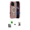 MARSİLYAN™- iPhone 16 Pro Kılıf Eksen Çizgi - Siyah Bilvis Hayalet Cam Ekran Koruyucu + Raze Metal Kamera Lens - SH