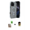 MARSİLYAN™- iPhone 16 Pro Kılıf Eksen Çizgi - Siyah Buffer Cam Ekran Koruyucu + Raze Metal Kamera Lens - CLTM
