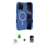 MARSİLYAN™- iPhone 16 Pro Kılıf Eksen Çizgi - Siyah Buffer Hayalet Cam Ekran Koruyucu + Raze Metal Kamera Lens - BZ