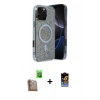 MARSİLYAN™- iPhone 16 Pro Kılıf Eksen Çizgi - Siyah Buffer Hayalet Cam Ekran Koruyucu + Raze Metal Kamera Lens - CLTM