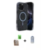 MARSİLYAN™- iPhone 16 Pro Kılıf Eksen Çizgi - Siyah Joko Magic 5D Cam + Raze Metal Kamera Lens - CLTM