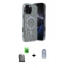 MARSİLYAN™- iPhone 16 Pro Kılıf Eksen Çizgi - Siyah Joko Magic 5D Cam + Siyah Raze Metal Kamera Lens