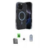 MARSİLYAN™- iPhone 16 Pro Kılıf Eksen Çizgi - Siyah Joko Magic 5D Cam + Siyah Raze Metal Kamera Lens