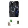 MARSİLYAN™- iPhone 16 Pro Kılıf Eksen Çizgi - Siyah Joko Magic 5D Hayalet Cam + Raze Metal Kamera Lens - CLTM