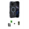 MARSİLYAN™- iPhone 16 Pro Kılıf Eksen Çizgi - Siyah Joko Magic 5D Hayalet Cam + Raze Metal Kamera Lens - SH
