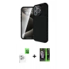 MARSİLYAN™- iPhone 16 Pro Kılıf Eksen Form Prime - Şeffaf 360 Full Body Arka Koruyucu + Raze Metal Kamera Lens - BZ