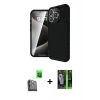 MARSİLYAN™- iPhone 16 Pro Kılıf Eksen Form Prime - Şeffaf 360 Full Body Arka Koruyucu + Raze Metal Kamera Lens - SH