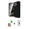 MARSİLYAN™- iPhone 16 Pro Kılıf Eksen Form Prime - Şeffaf Pasifik Cam Ekran Koruyucu + Raze Metal Kamera Lens - CLTM