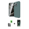 MARSİLYAN™- iPhone 16 Pro Kılıf Eksen Form Prime - Siyah 360 Mat Full Body Arka Koruyucu + Raze Metal Kamera Lens - SH