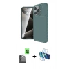 MARSİLYAN™- iPhone 16 Pro Kılıf Eksen Form Prime - Siyah 3D Antistatik Cam Ekran Koruyucu + Siyah Raze Metal Kamera Lens