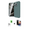 MARSİLYAN™- iPhone 16 Pro Kılıf Eksen Form Prime - Siyah 3D Antistatik Mat Seramik Nano Ekran Koruyucu + Raze Metal Kamera Lens - BZ