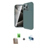 MARSİLYAN™- iPhone 16 Pro Kılıf Eksen Form Prime - Siyah 3D Antistatik Seramik Nano Ekran Koruyucu + Çöl Titanyum Raze Metal Kamera Lens