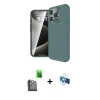 MARSİLYAN™- iPhone 16 Pro Kılıf Eksen Form Prime - Siyah 3D Antistatik Seramik Nano Ekran Koruyucu + Raze Metal Kamera Lens - SH