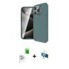 MARSİLYAN™- iPhone 16 Pro Kılıf Eksen Form Prime - Siyah 3D Antistatik Seramik Nano Ekran Koruyucu + Raze Metal Kamera Lens - BZ