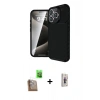 MARSİLYAN™- iPhone 16 Pro Kılıf Eksen Form Prime - Siyah Bilvis 3D Cam Ekran Koruyucu + Raze Metal Kamera Lens - CLTM