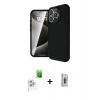 MARSİLYAN™- iPhone 16 Pro Kılıf Eksen Form Prime - Siyah Bilvis 3D Cam Ekran Koruyucu + Raze Metal Kamera Lens - BZ