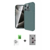 MARSİLYAN™- iPhone 16 Pro Kılıf Eksen Form Prime - Siyah Bilvis 3D Mat Cam Ekran Koruyucu + Raze Metal Kamera Lens - BZ