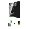 MARSİLYAN™- iPhone 16 Pro Kılıf Eksen Form Prime - Siyah Buffer Cam Ekran Koruyucu + Raze Metal Kamera Lens - SH