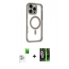 MARSİLYAN™- iPhone 16 Pro Kılıf Eksen Klasik Koleksiyonu - Şeffaf 360 Full Body Arka Koruyucu + Raze Metal Kamera Lens - BZ
