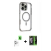 MARSİLYAN™- iPhone 16 Pro Kılıf Eksen Klasik Koleksiyonu - Şeffaf 360 Full Body Arka Koruyucu + Raze Metal Kamera Lens - BZ