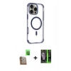 MARSİLYAN™- iPhone 16 Pro Kılıf Eksen Klasik Koleksiyonu - Şeffaf 360 Full Body Arka Koruyucu + Raze Metal Kamera Lens - CLTM