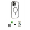 MARSİLYAN™- iPhone 16 Pro Kılıf Eksen Klasik Koleksiyonu - Şeffaf Pasifik Cam Ekran Koruyucu + Raze Metal Kamera Lens - SH