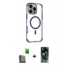 MARSİLYAN™- iPhone 16 Pro Kılıf Eksen Klasik Koleksiyonu - Siyah 360 Mat Full Body Arka Koruyucu + Raze Metal Kamera Lens - SH