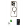 MARSİLYAN™- iPhone 16 Pro Kılıf Eksen Klasik Koleksiyonu - Siyah 3D Antistatik Hayalet Cam Ekran Koruyucu + Raze Metal Kamera Lens - BZ