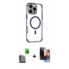 MARSİLYAN™- iPhone 16 Pro Kılıf Eksen Klasik Koleksiyonu - Siyah 3D Antistatik Mat Seramik Nano Ekran Koruyucu + Raze Metal Kamera Lens - SH