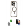 MARSİLYAN™- iPhone 16 Pro Kılıf Eksen Klasik Koleksiyonu - Siyah 3D Antistatik Mat Seramik Nano Ekran Koruyucu + Raze Metal Kamera Lens - SH