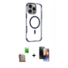 MARSİLYAN™- iPhone 16 Pro Kılıf Eksen Klasik Koleksiyonu - Siyah 3D Antistatik Mat Seramik Nano Ekran Koruyucu + Raze Metal Kamera Lens - CLTM