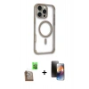 MARSİLYAN™- iPhone 16 Pro Kılıf Eksen Klasik Koleksiyonu - Siyah 3D Antistatik Mat Seramik Nano Ekran Koruyucu + Raze Metal Kamera Lens - CLTM