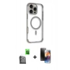 MARSİLYAN™- iPhone 16 Pro Kılıf Eksen Klasik Koleksiyonu - Siyah 3D Antistatik Mat Seramik Nano Ekran Koruyucu + Raze Metal Kamera Lens - SH