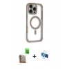 MARSİLYAN™- iPhone 16 Pro Kılıf Eksen Klasik Koleksiyonu - Siyah 3D Antistatik Seramik Nano Ekran Koruyucu + Raze Metal Kamera Lens - CLTM