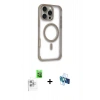 MARSİLYAN™- iPhone 16 Pro Kılıf Eksen Klasik Koleksiyonu - Siyah 3D Antistatik Seramik Nano Ekran Koruyucu + Raze Metal Kamera Lens - BZ