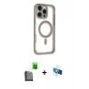 MARSİLYAN™- iPhone 16 Pro Kılıf Eksen Klasik Koleksiyonu - Siyah 3D Antistatik Seramik Nano Ekran Koruyucu + Raze Metal Kamera Lens - SH