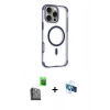 MARSİLYAN™- iPhone 16 Pro Kılıf Eksen Klasik Koleksiyonu - Siyah 3D Antistatik Seramik Nano Ekran Koruyucu + Raze Metal Kamera Lens - SH