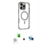 MARSİLYAN™- iPhone 16 Pro Kılıf Eksen Klasik Koleksiyonu - Siyah 3D Antistatik Seramik Nano Ekran Koruyucu + Raze Metal Kamera Lens - BZ
