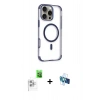 MARSİLYAN™- iPhone 16 Pro Kılıf Eksen Klasik Koleksiyonu - Siyah 3D Antistatik Seramik Nano Ekran Koruyucu + Raze Metal Kamera Lens - BZ