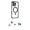 MARSİLYAN™- iPhone 16 Pro Kılıf Eksen Klasik Koleksiyonu - Siyah 3D Antistatik Seramik Nano Ekran Koruyucu + Raze Metal Kamera Lens - BZ