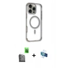 MARSİLYAN™- iPhone 16 Pro Kılıf Eksen Klasik Koleksiyonu - Siyah 3D Antistatik Seramik Nano Ekran Koruyucu + Raze Metal Kamera Lens - SH